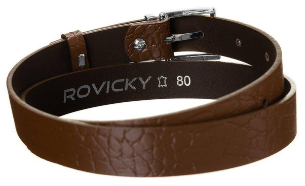 Ciekawy skórzany pasek damski ze srebrną klamrą, motyw zwierzęcy