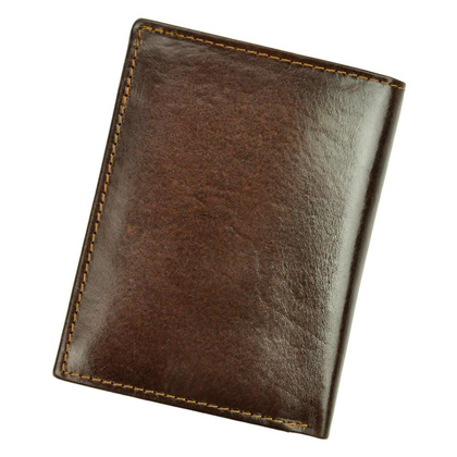 Pionowy, skórzany portfel męski bez zapięcia