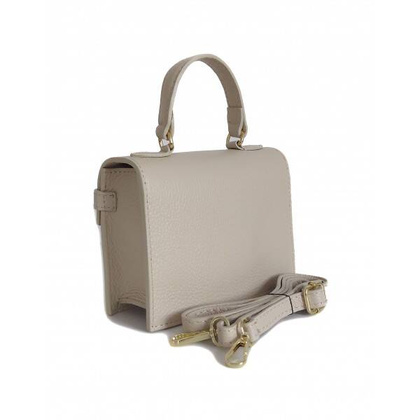 Włoska zgrabna skórzana listonoszka Vera Pelle kuferek,kufereczek Jasny beż VPK321E