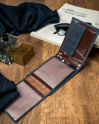 Piękny kolorowy portfel męski skórzany