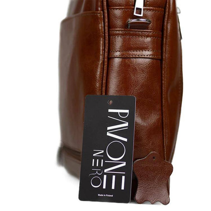 Skórzana torba męska na ramię laptopa 15,6" brązowa - Pavone Nero Siena 2362 BR