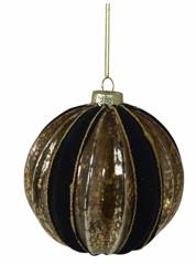 Bombka szklana welurowa czarno-złota