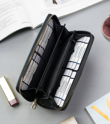 Portfel damski ze skóry eko z printem - cavaldi