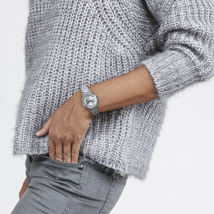 LAVVU Srebrny Zegarek damski LINSELL z szafirowym szkłem