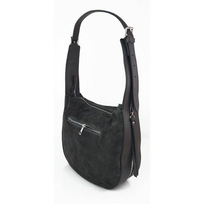 Włoska skórzana torebka worek na ramię Vera Pelle ,,format A4, Szara LBB53G