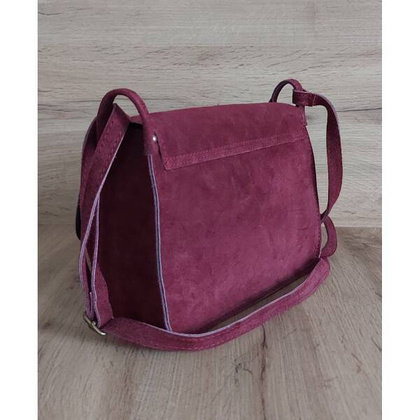 Zamszowa listonoszka ,chlebak  Vera Pelle ,pojemna przewieszka A5 Bordowa VPZ435R