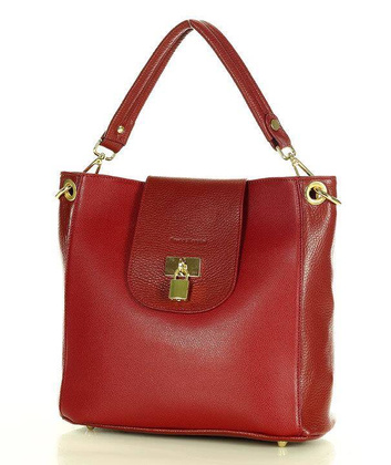 Elegancka torebka na ramię skóra naturalna vera pelle a tracolla - MARCO MAZZINI bordowy - min. zamówienie 20 / 50 / 100 szt.