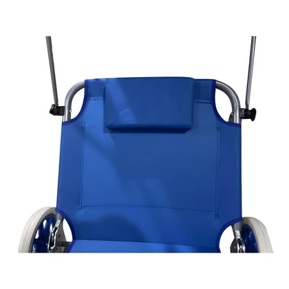 LEŻAK SKŁADANY PLAŻOWY Z DASZKIEM NA KÓŁKACH 112x62x60-90CM NIEBIESKI