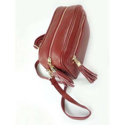 Frędzelki duża skórzana listonoszka Vera Pelle Bordowa  VP99R2