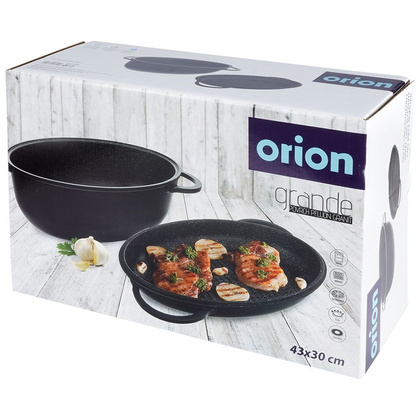 Brytfanna granitowa owalna do pieczenia smażenia patelnia grillowa 2w1 10 l GRANDE