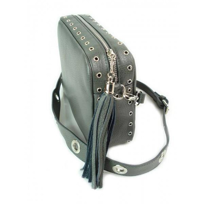 Listonoszka frędzelek, kółka ,dzety srebrne okucia Vera Pelle Szara VP1188G