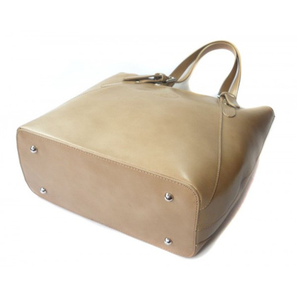 Włoska torebka skórzana na ramię ,Vera Pelle A4,shopper Beżowa V77T