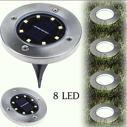 lampa solarna 8 LED SMD do wbicia w podłoże kpl. 4 szt.