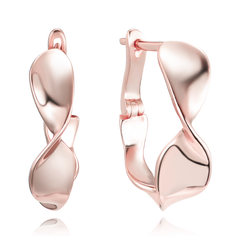 MINET Nowoczesne rose gold srebrne zakrzywione kolczyki