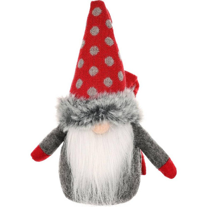 Mikołajek dekoracyjny z workiem na prezent 20 cm czerwony