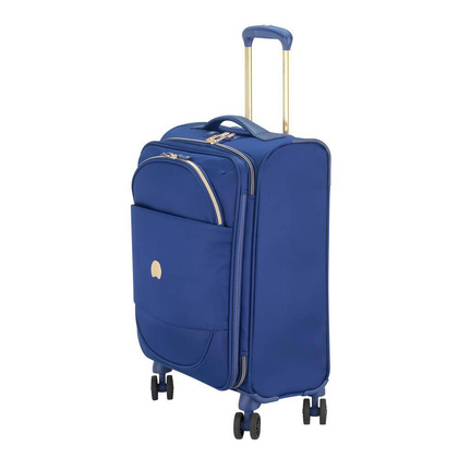 Walizka Delsey Montrouge Mała miękka niebieska walizka kabinowa na kółkach 55 cm
