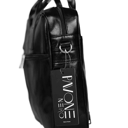 Skórzana torba męska na ramię laptopa 15,6" czarna - Pavone Nero Siena 2379 BL
