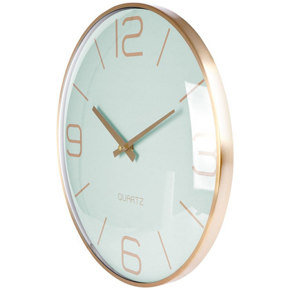 Zegar ścienny złoty miętowy 30 cm