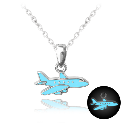 MINET Dziecięcy srebrny świecący naszyjnik SAMOLOD