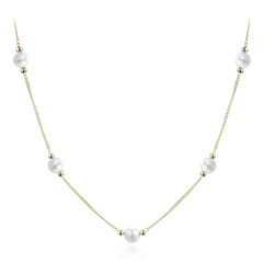 MINET Pozłacany srebrny naszyjnik z naturalnymi perłami