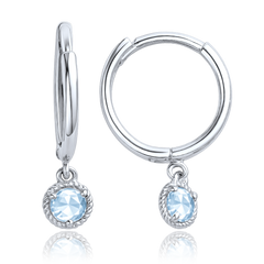 MINET Delikatne kolczyki z białego złota z niebieskimi cyrkoniami Au 585/1000 1,00g