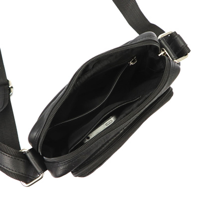 Saszetka męska z naturalnej skóry Albatross BB178 Czarna