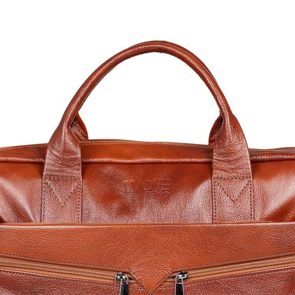 Skórzana torba męska na ramię laptopa 15,6" brązowa - Pavone Nero Palermo 2485 BR