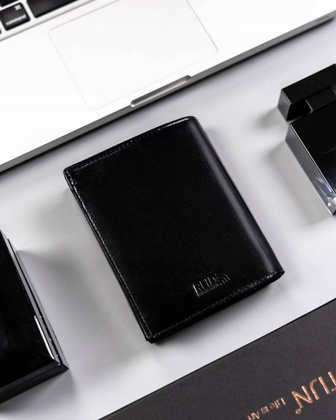 Skorzany portfel meski bez zapiecia