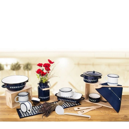 Garnek rondel rondelek emaliowany 12 cm 0,6 l niebieski