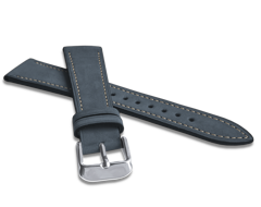 LAVVU Granatowy szyty skórzany pasek z miękkiego nubuku - 20