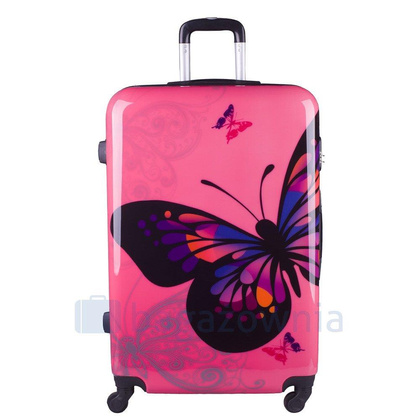 Duża walizka KEMER RGL PRINT L Biały Motyl