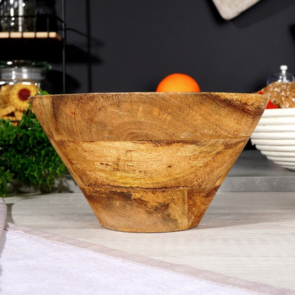 Miska misa na owoce do serwowania dań drewniana 19,5 cm 1 l