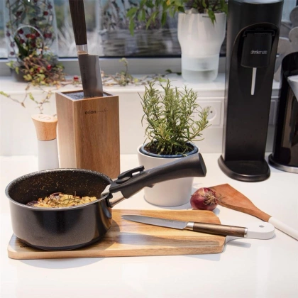 Nóż noże kuchenne stalowe WOODEN zestaw komplet noży 5 sztuk