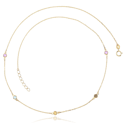 MINET Złoty naszyjnik z kolorowymi cyrkoniami Au 585/1000 1,65g