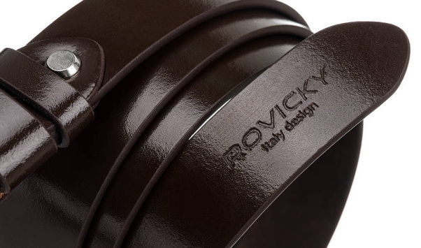 Wąski pasek męski z polerowanej skóry naturalnej licowej 105 brązowy