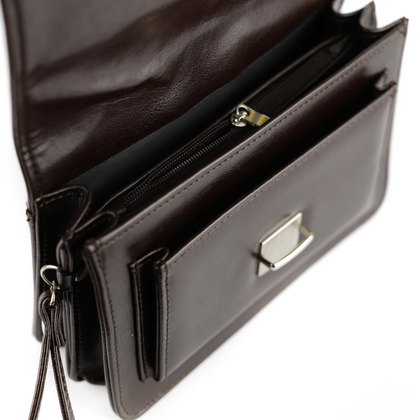 307-Saszetka męska z klapką-brąz KEMER