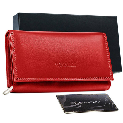 Duzy rozkladany portfel damski ze skory naturalnej