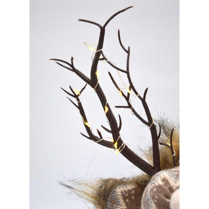 Futrzany renifer z podświetlanym porożem brązowy 20x35x47CM