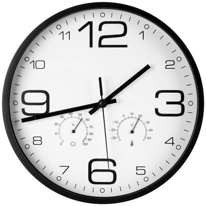Zegar ścienny z termometrem i higrometrem biały 30 cm