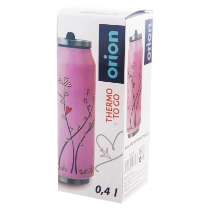 Kubek termiczny termos bidon drzewo z sercami różowy PUSZKA 400 ml