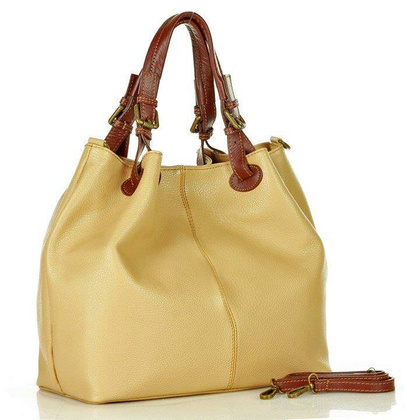 Torba skórzana klasyczny shopper bag - MARCO MAZZINI karmelowy beż - min. zamówienie 20 / 50 / 100 szt.