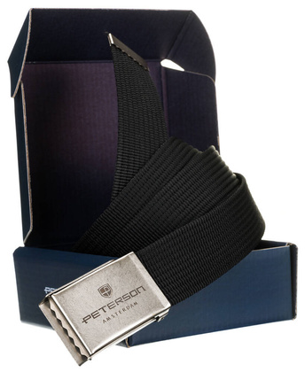 Wygodny parciany pasek meski z metalowa klamra