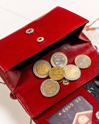 Zestaw prezentowy pojemny portfel damski i brelok ze skory naturalnej