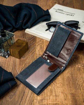 Piękny kolorowy portfel męski skórzany