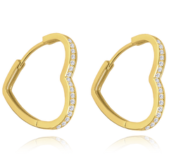 MINET Pozłacane kolczyki srebrne SERCE z białymi cyrkoniami