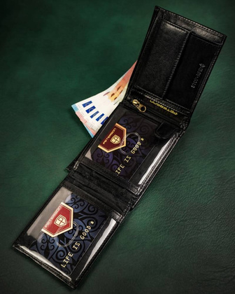 Skórzany średni portfel męski bez zapięcia