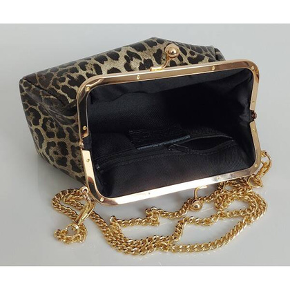 Włoska skórzana kopertówka Panterka listonoszka biglówka Vera Pelle złote okucia łańcuszek LKB35PX