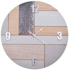 Zegar beżowo-srebrny okrągły