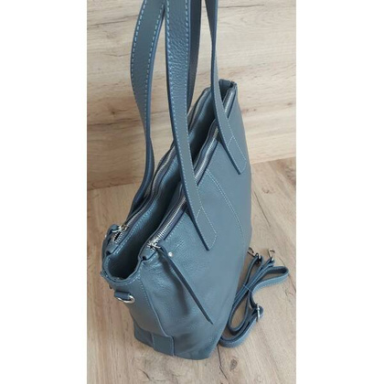 Trzy komory,duża Włoska skórzana torba na ramię mieści A4 ,Vera Pelle Szara WA554G