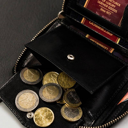 Skórzany męski portfel Peterson PTN 340-PR 2-1-1 Czarny